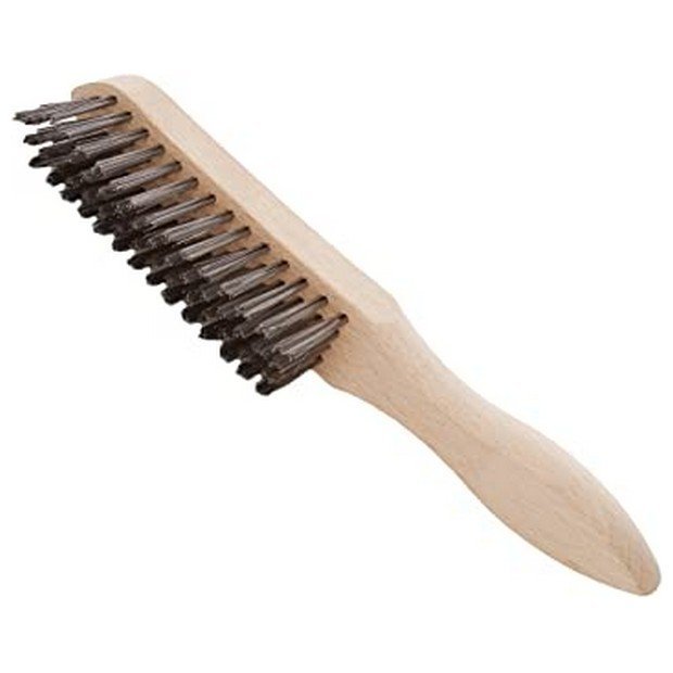 Wire Hand Brushes Wooden Handle 4-Row Bristle – 6 Pack