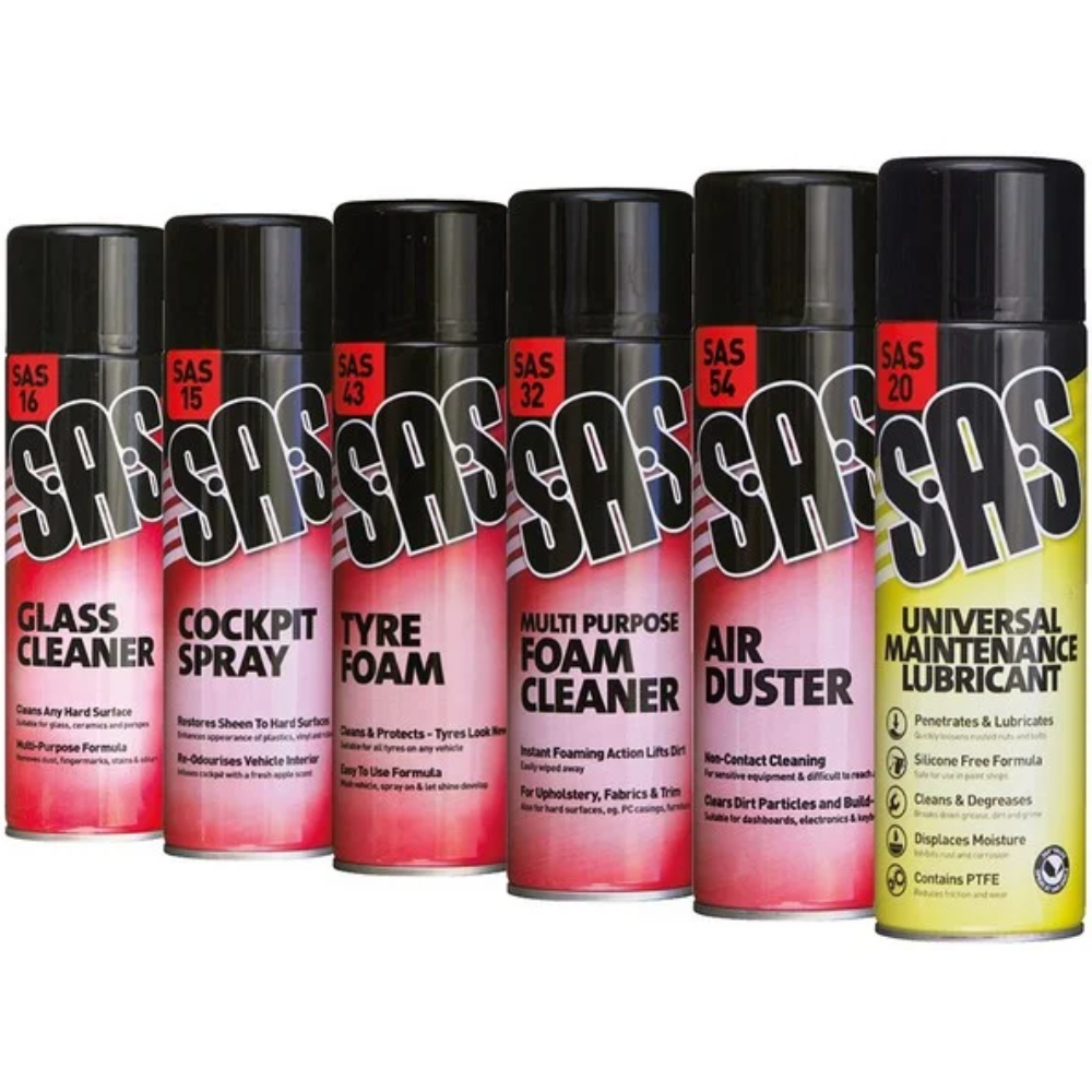S.A.S Valeting Aerosols Assorted 6 Pack – 500ml