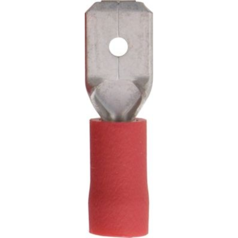 Red Insulated Spade Terminals: Push-on Males – 6.3mm | Pack of 100