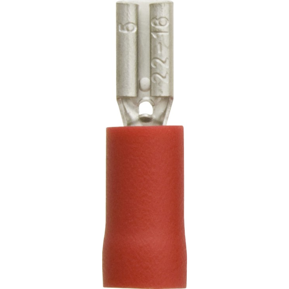 Red Insulated Spade Terminals: Push-on Females – 2.8mm | Pack of 100