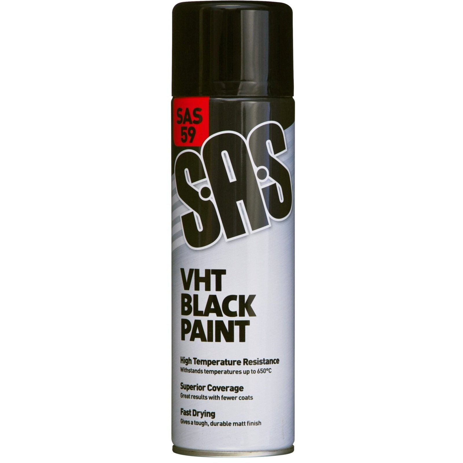 S.A.S Black VHT Paint – Very High Temperature 650°C – 500ml