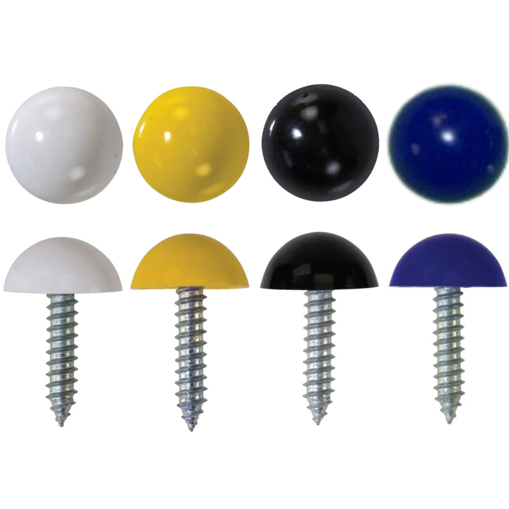 Number Plate Screws – Self-Tappers with Domes + Cups