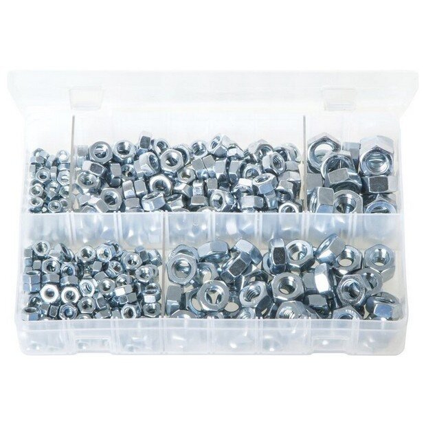 Assorted Box Steel Nuts – Metric (M5 – M12) – 370 Pieces