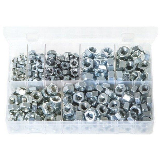 Assorted Box Steel Nuts – Metric Fine (M5 – M12) – 350 Pieces