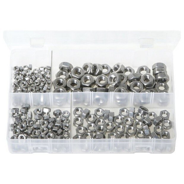 Assorted Box Stainless Steel Nuts – Metric (M5 – M10) – 250 Pieces