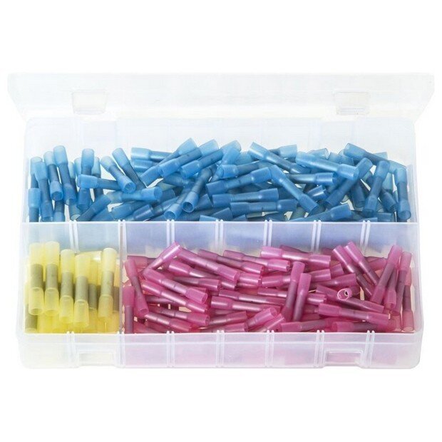 Assorted Box Heat Shrink Terminals, Adhesive Lined – Butt Connectors – 220 Pieces