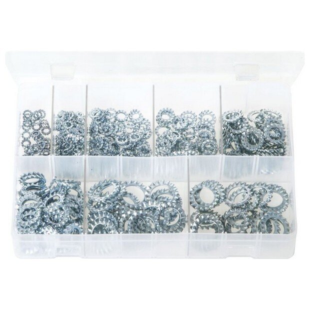 Assorted Box Lock Washers Serrated – External (M4 – M16) – 440 Pieces