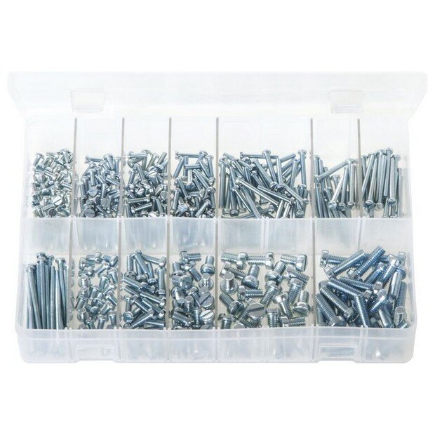 Assorted Box Machine Screws Cheese Head, Slotted – Metric (M3 – M6) – 435 Pieces
