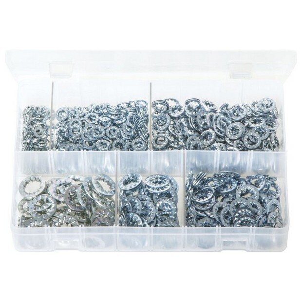 Assorted Box Lock Washers Serrated – Internal – (M5 – M13) – 800 Pieces