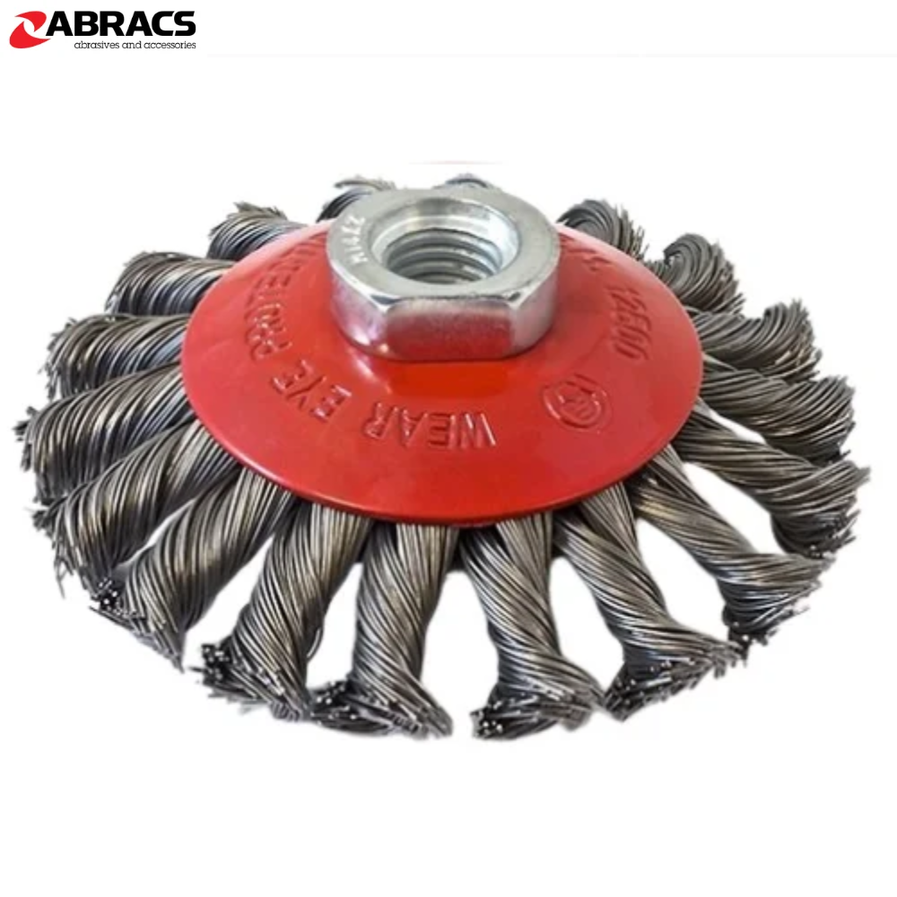ABRACS Twist Knot Bevel Brush Hardened Steel, 95mm, M10 Thread