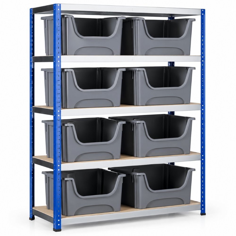 BSS Heavy Duty Extra Wide Shelving System with 8 x 15L Storage Bins