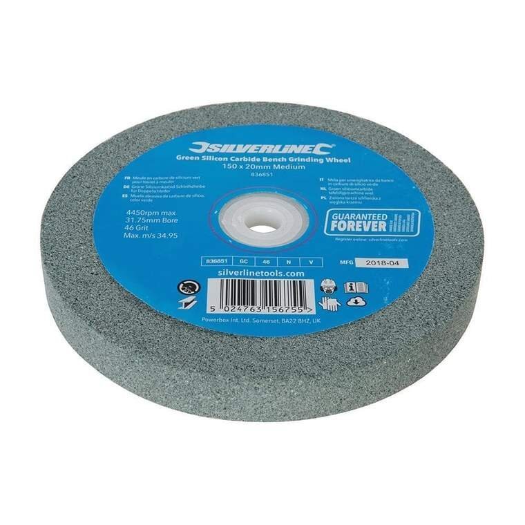 Green Silicon Carbide Bench Grinding Wheel 150 x 20mm Medium