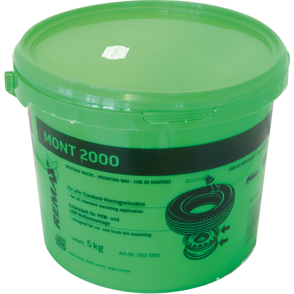 rema-tip-top-mont-2000-bead-lubricant-white-tyre-soap-5kg REMA TIP-TOP MONT 2000 Bead Lubricant 5kg white tyre soap in a container, designed for easy and safe tyre mounting on cars and trucks, protecting rims and beads.