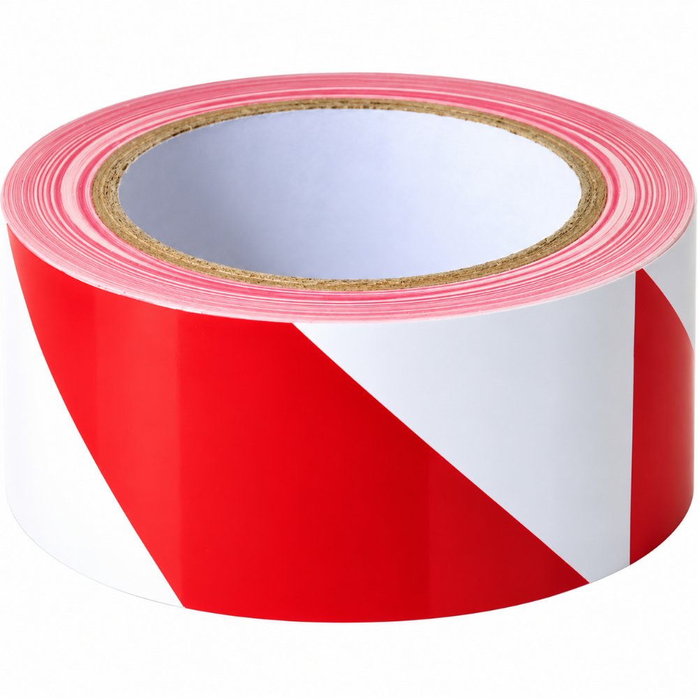 Hazard Warning Adhesive Tape – White/Red – 50mm
