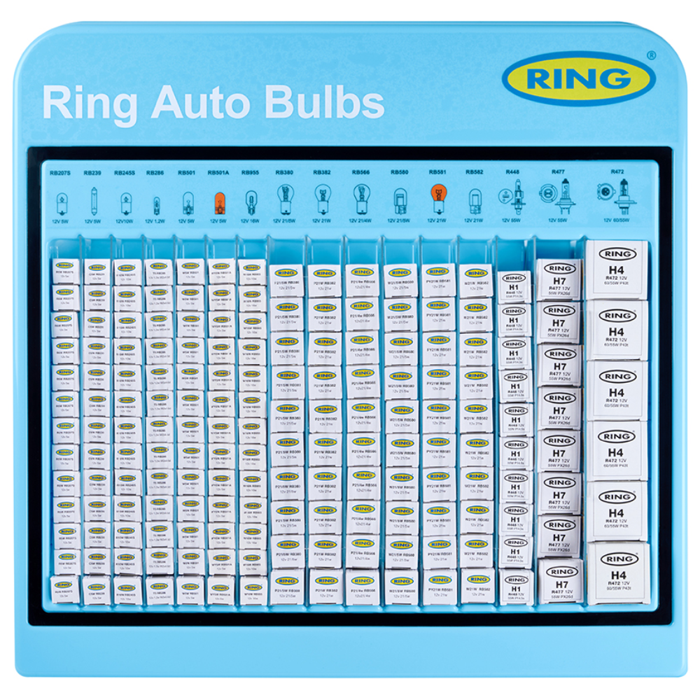 RING 12V Compact Wall-Mounted Bulb Dispenser with 175 Single Boxed Bulbs