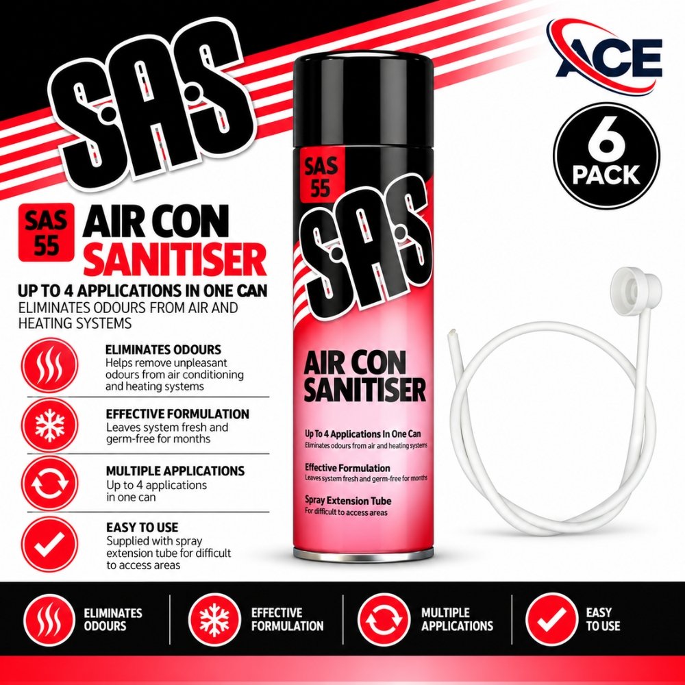 SAS Air Con Sanitiser Features Benefits and Extension Tube