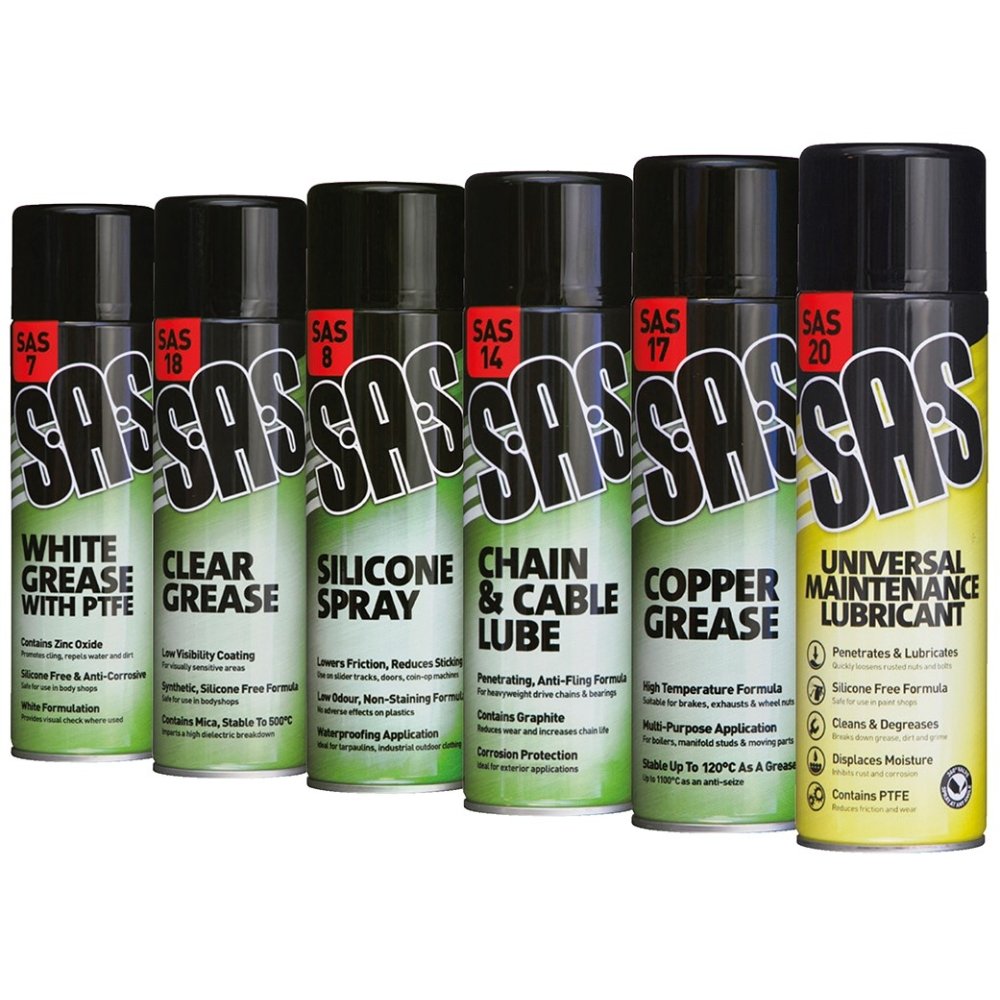SAS Lubricant Aerosols Spray Assorted – 6 Pack ( 500ml Each)