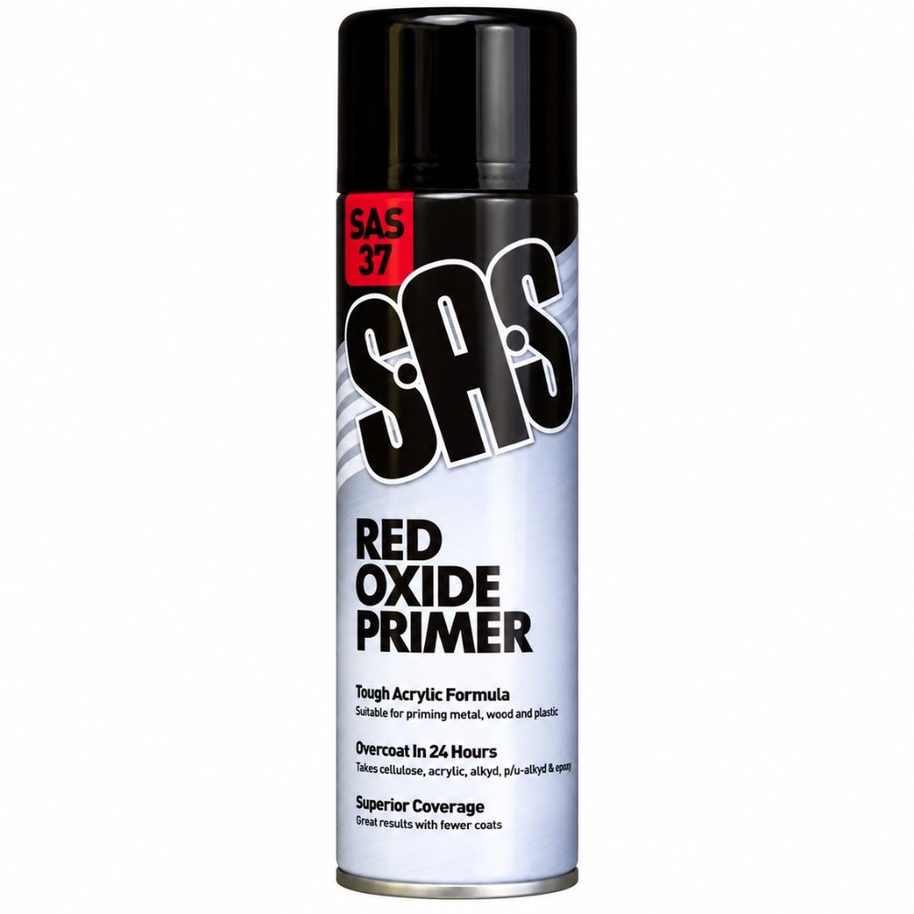 SAS Red Oxide Acrylic Primer Spray – Metal, Wood & Plastic – 500ml (Pack of 6)