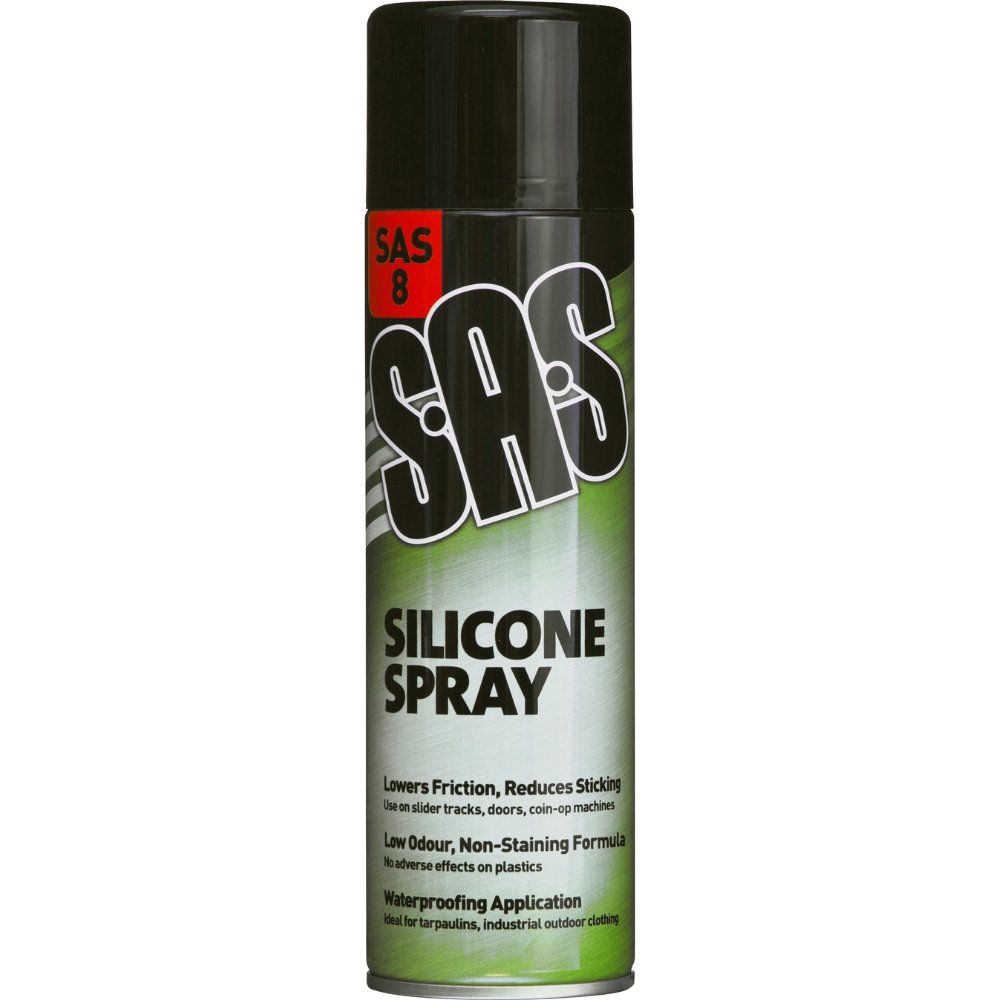 SAS Silicone Spray 500ml – Waterproof lubricant for plastics, rubber, tracks, doors and sliding mechanisms