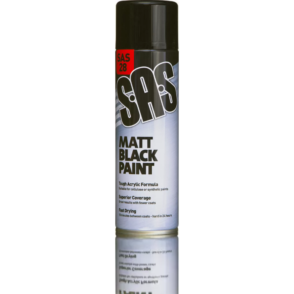 SAS Black Matt Spray Paint 500ml Pack of 6 – Smooth matte finish spray paint for metal, wood, plastic and more