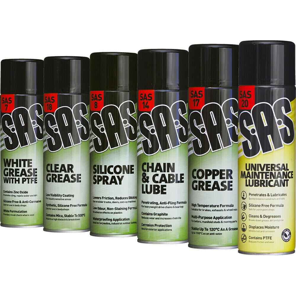 S.A.S Lubricant Aerosols Spray Assorted 6 Pack – 500ml