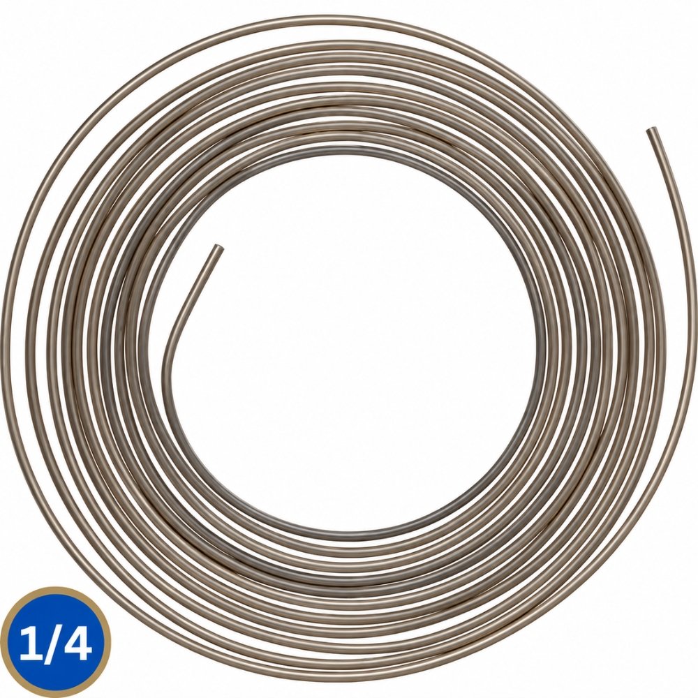 Seamless Kunifer Cupro-Nickel Brake Pipe | 1/4” x 25 ft Coil