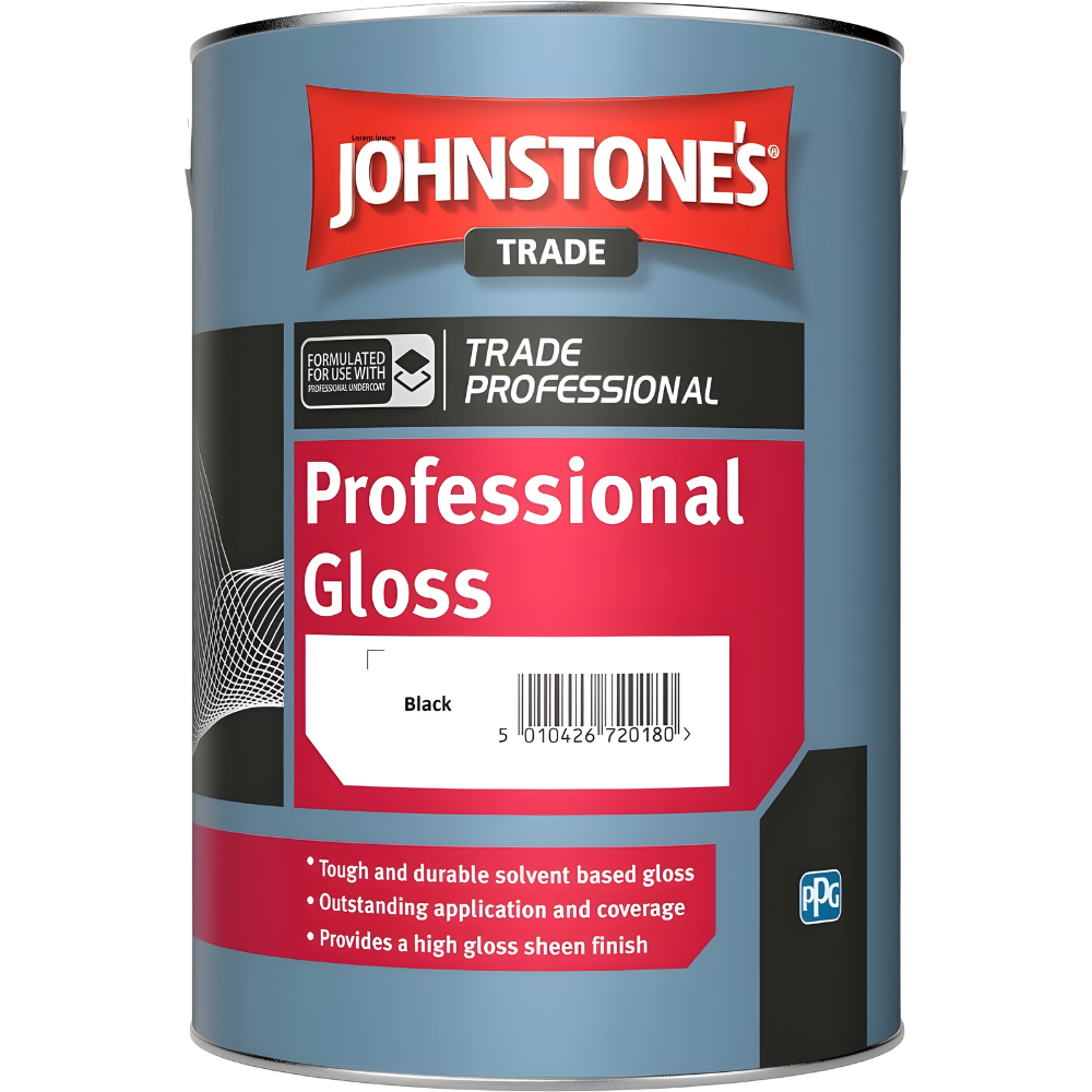 JOHNSTONE’S TRADE Trade Professional Gloss Black Paint 5L