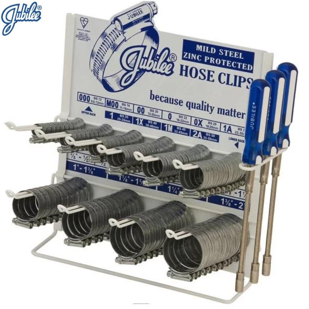 JUBILEE Hose Clips Dispenser with 100 Clips & 3 x Hose Clip Drivers