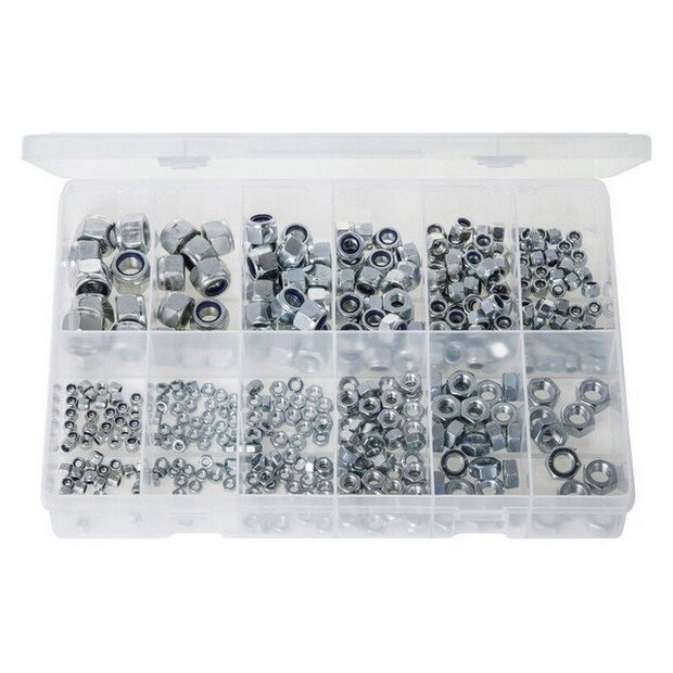 Assorted ‘Max Box’ Steel Nuts & Nylon Lock Nuts – Metric (M5 – M14) – 400 Pieces