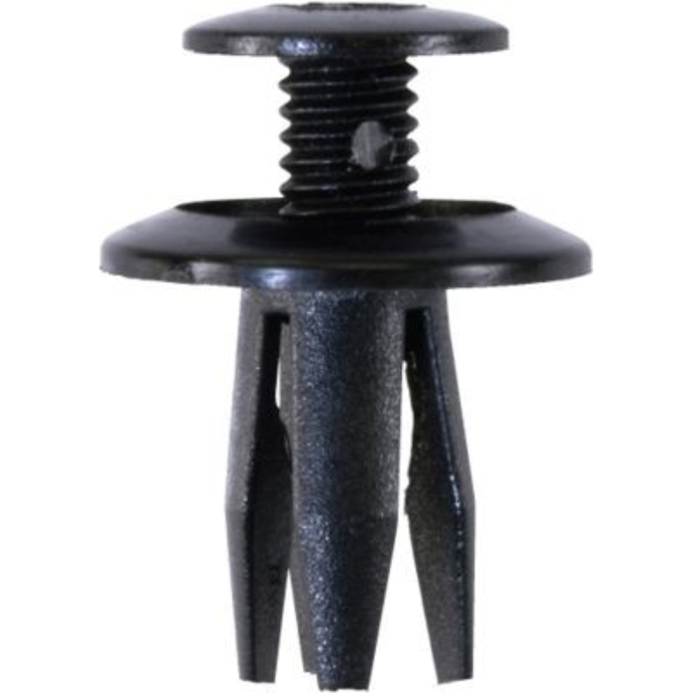FIX31 Drive Rivet – Side view of black nylon automotive fastener designed for bumper and trim fixing.