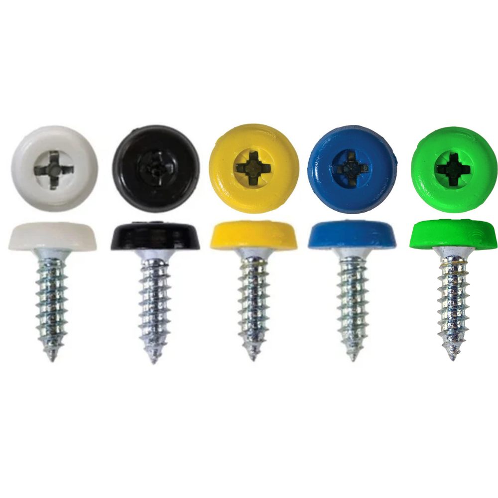 Number Plate Polytop Screws – 4.8 x 18mm Short Self-Tappers – 100 Pack