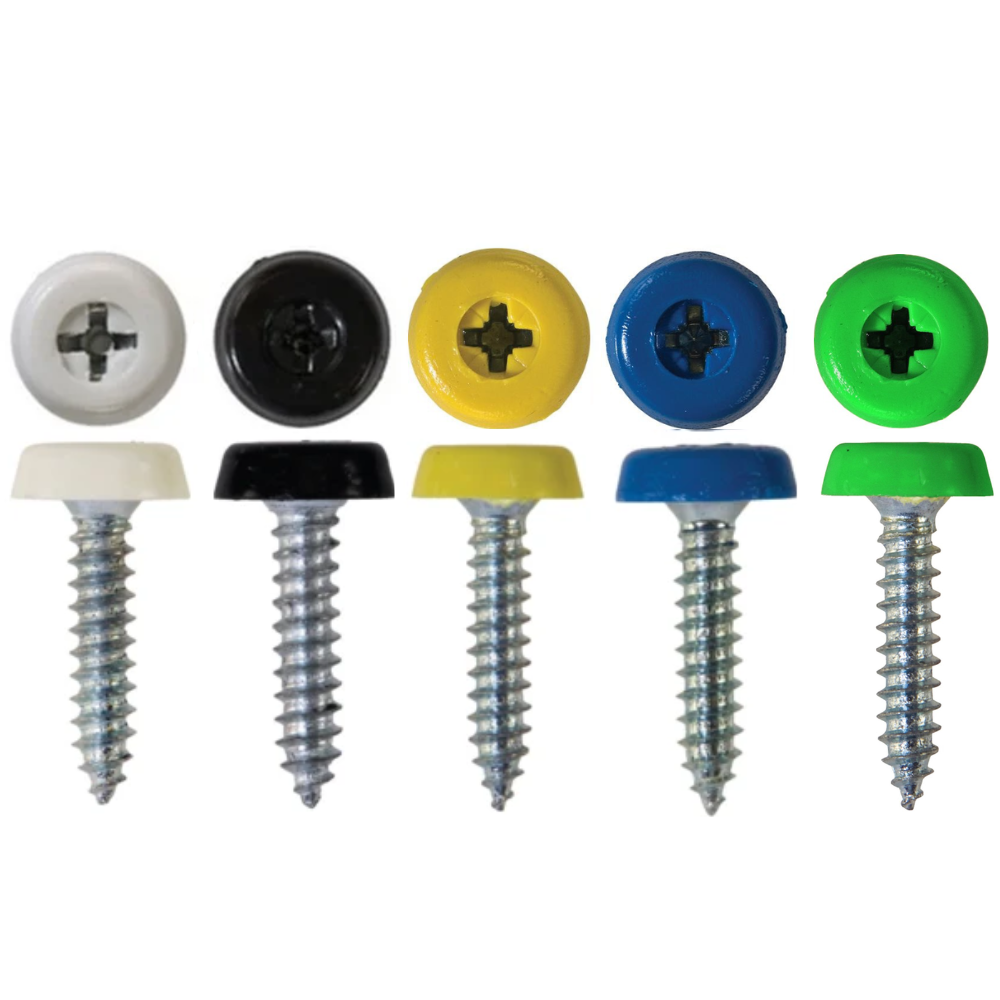 Number Plate Polytop Screws – 4.8 x 24mm Long Self-Tappers – 100 Pack