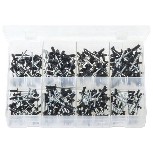 Assorted Box Black Rivets – 200 Pieces