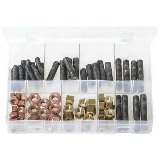 Assorted Box Exhaust Manifold Studs & Nuts – Metric – 72 Pieces