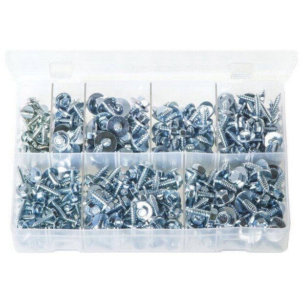 Assorted Box Sheet Metal Screws with Captive Washer – 300 Pieces