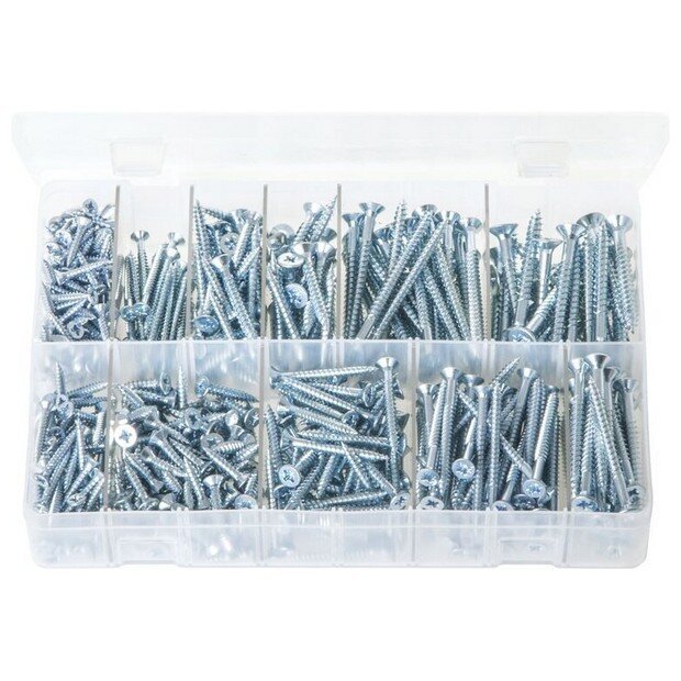 Assorted Box Multi-Use Screws Countersunk – Pozi – 525 Pieces