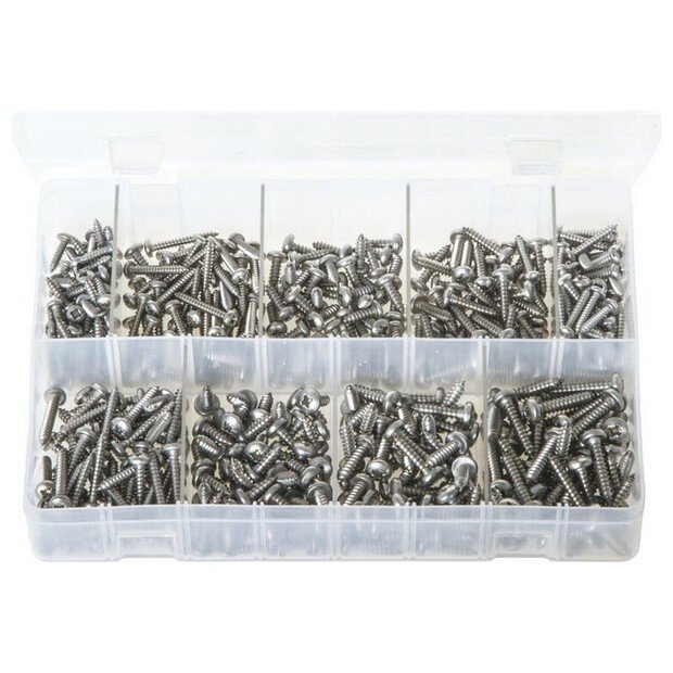 Assorted Box Stainless Steel Self-Tapping Screws Pan Head – Pozi – 450 Pieces