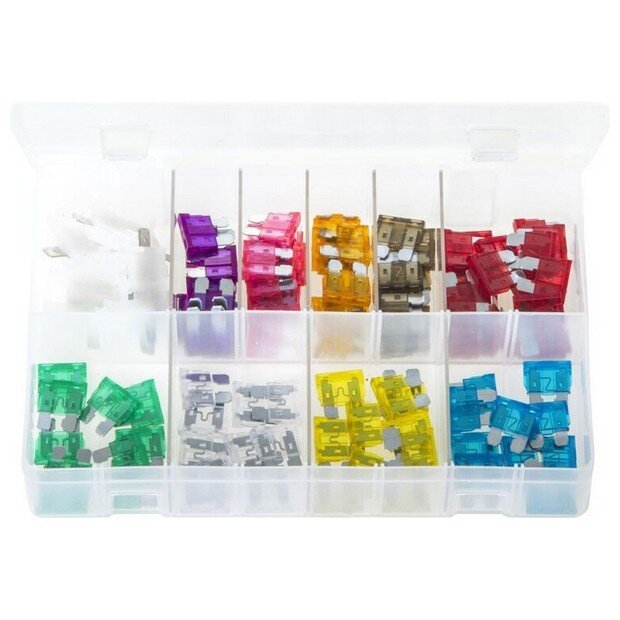 Assorted Box Standard Blade Fuses with Fuse Holders – 105 Pieces