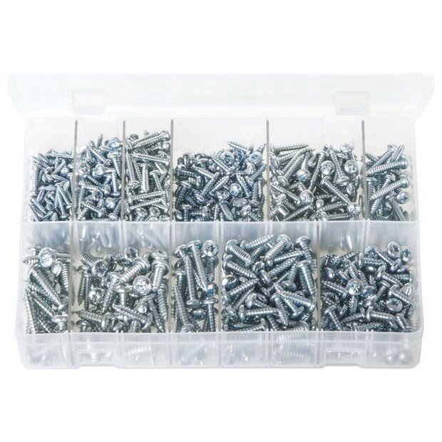 Assorted Box Self-Tapping Screws Pan Head – Pozi (Large Sizes) – 300 Pieces