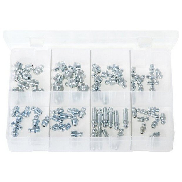 Assorted Box Grease Nipples – Metric, Straights – 80 Pieces