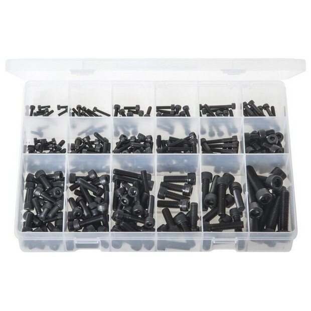 Assorted ‘Max Box’ Socket Screws Cap Head – Metric Black (M4 – M12) – 270 Pieces