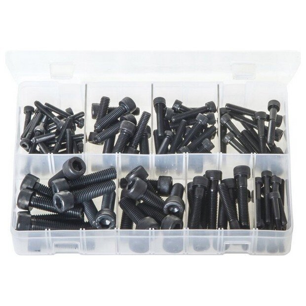 Assorted Box Socket Screws Cap Head – Metric Black – (M5 – M10) – 100 Pieces