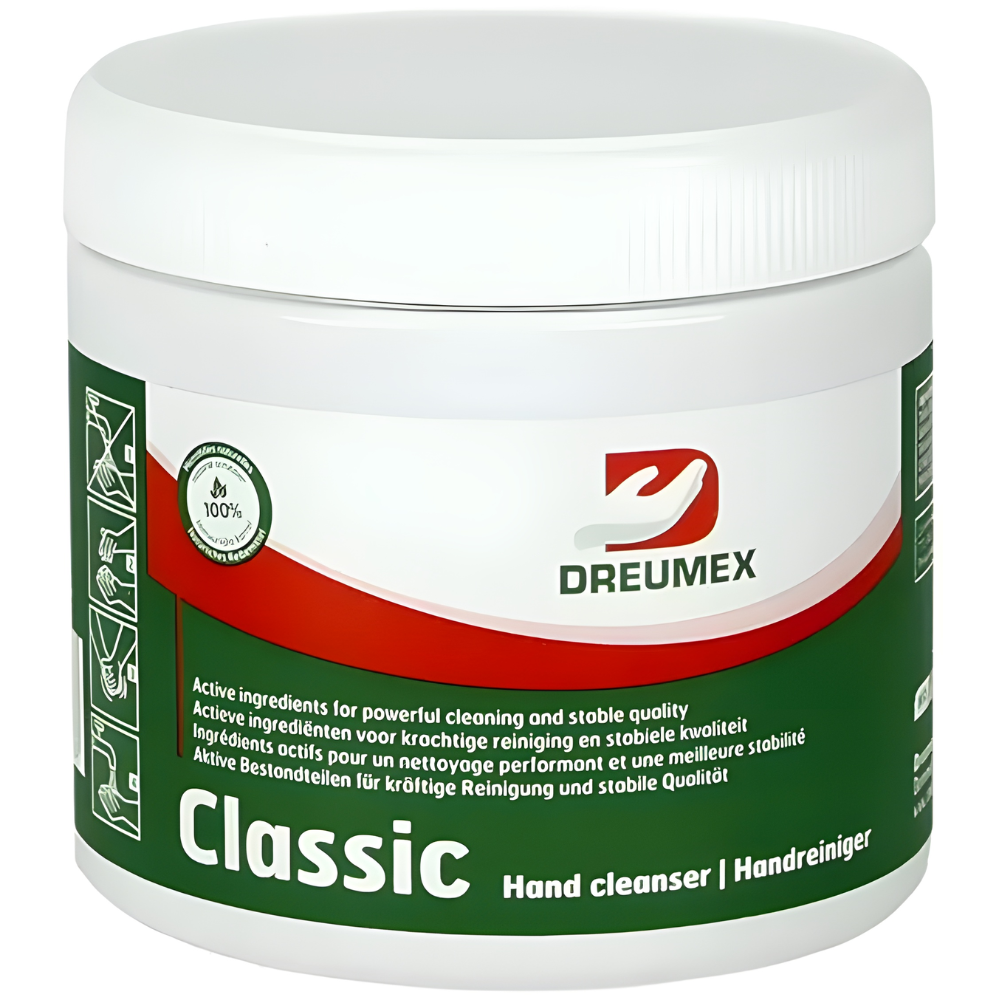 Dreumex Classic Hand Cleaner 600ml tub – red beaded gel for removing industrial grease, oil, and grime from hands