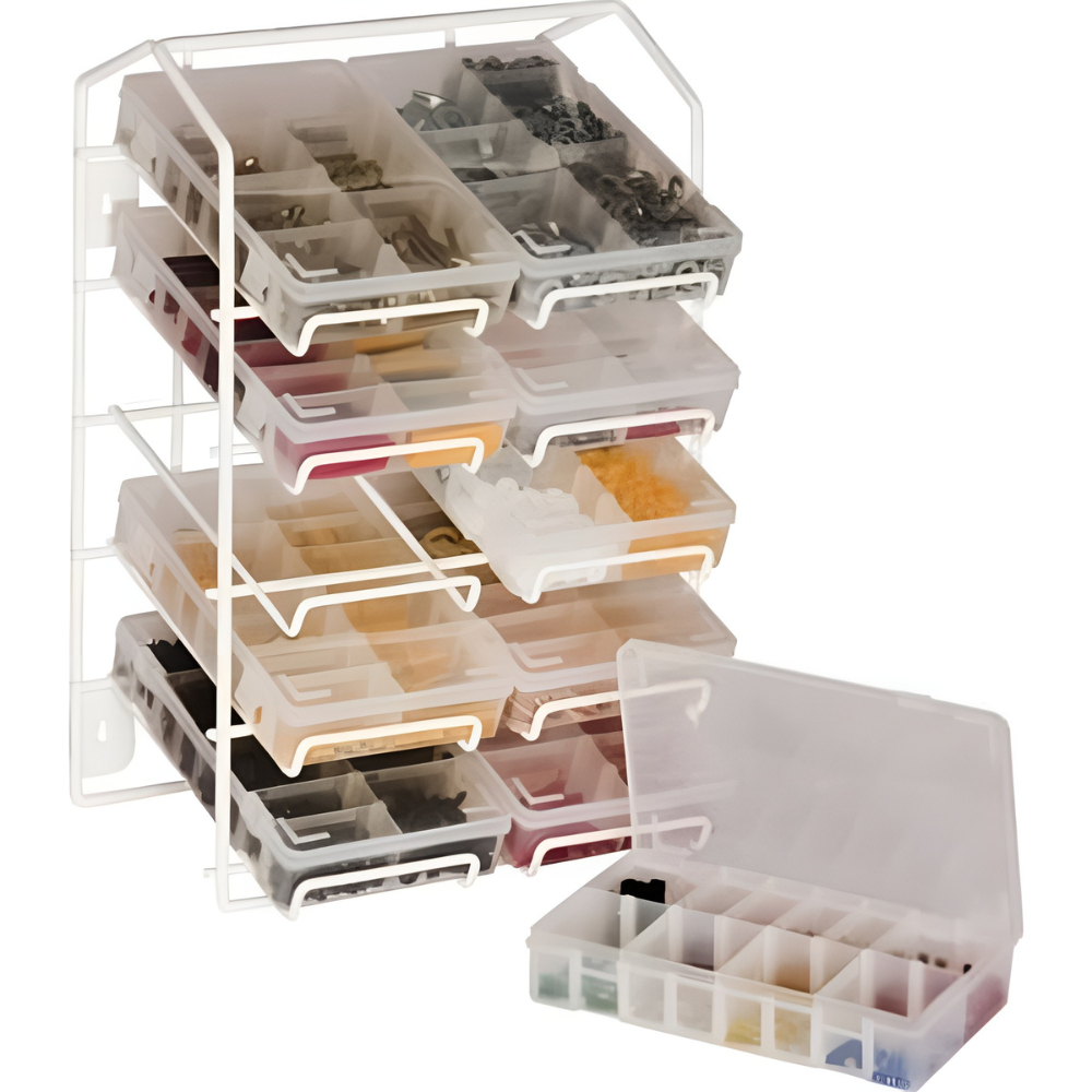 Flip Box Storage Rack filled with Flip Boxes – Quick access and organized storage