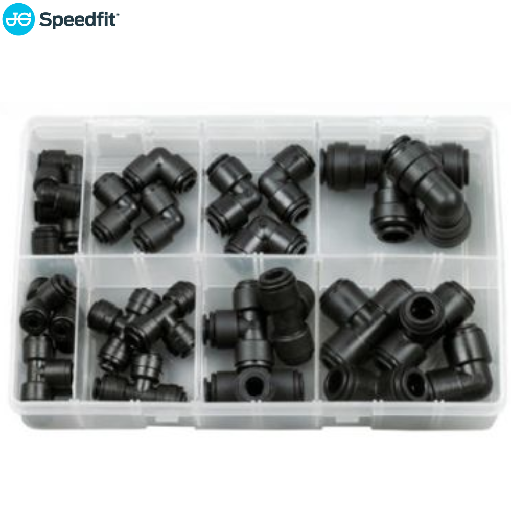 JG Speedfit Push-Fit Couplings Box – Elbows & Tees, Metric, 26 Piece