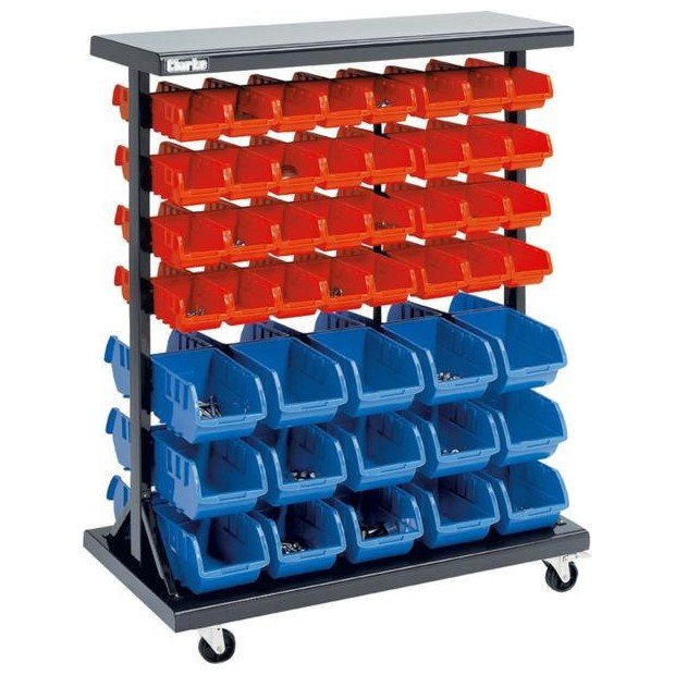 Mobile Double Sided Parts Bin Storage System Trolley- 95 Piece