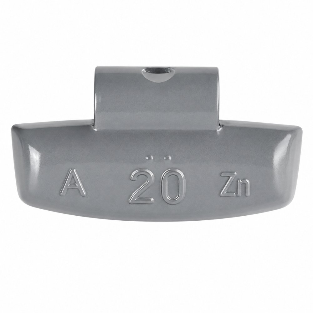 Wheel Weights Knock-On Zinc ā Close-up of single weight showing design and finish