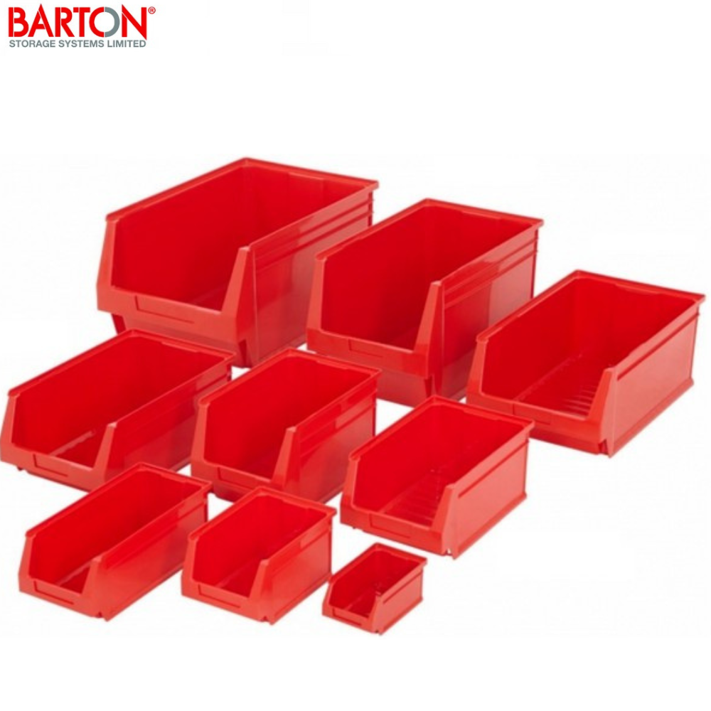 BARTON Red Plastic Parts Storage Lin Bins | Small – Large