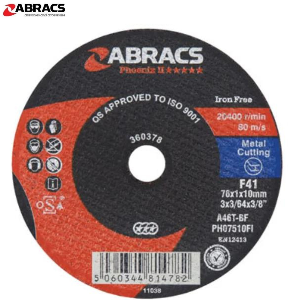 ABRACS Extra Thin – Flat Cutting Disc 75mm x 1.6mm – 10 Pack