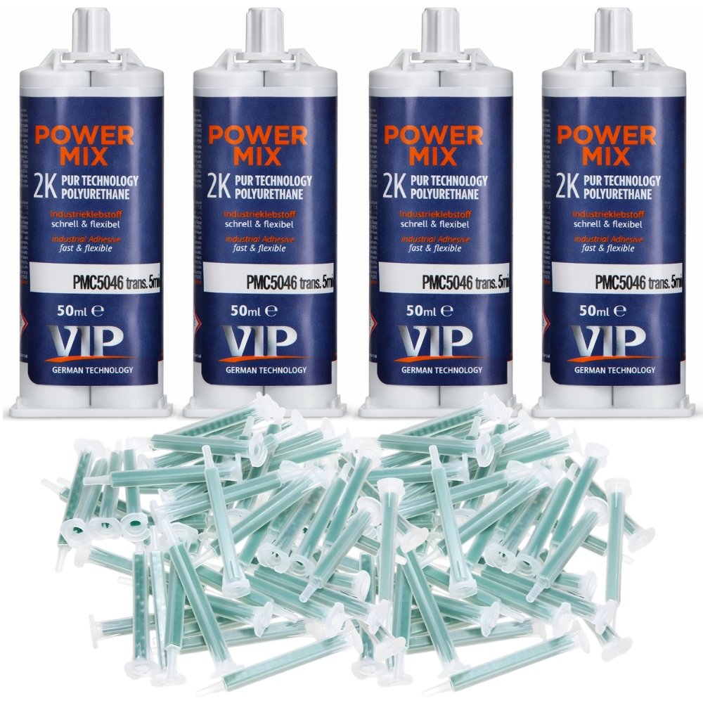VIP Power Mix 2K Polyurethane Adhesive – Clear Universal Repair Kit | 5-Minute Fast Cure